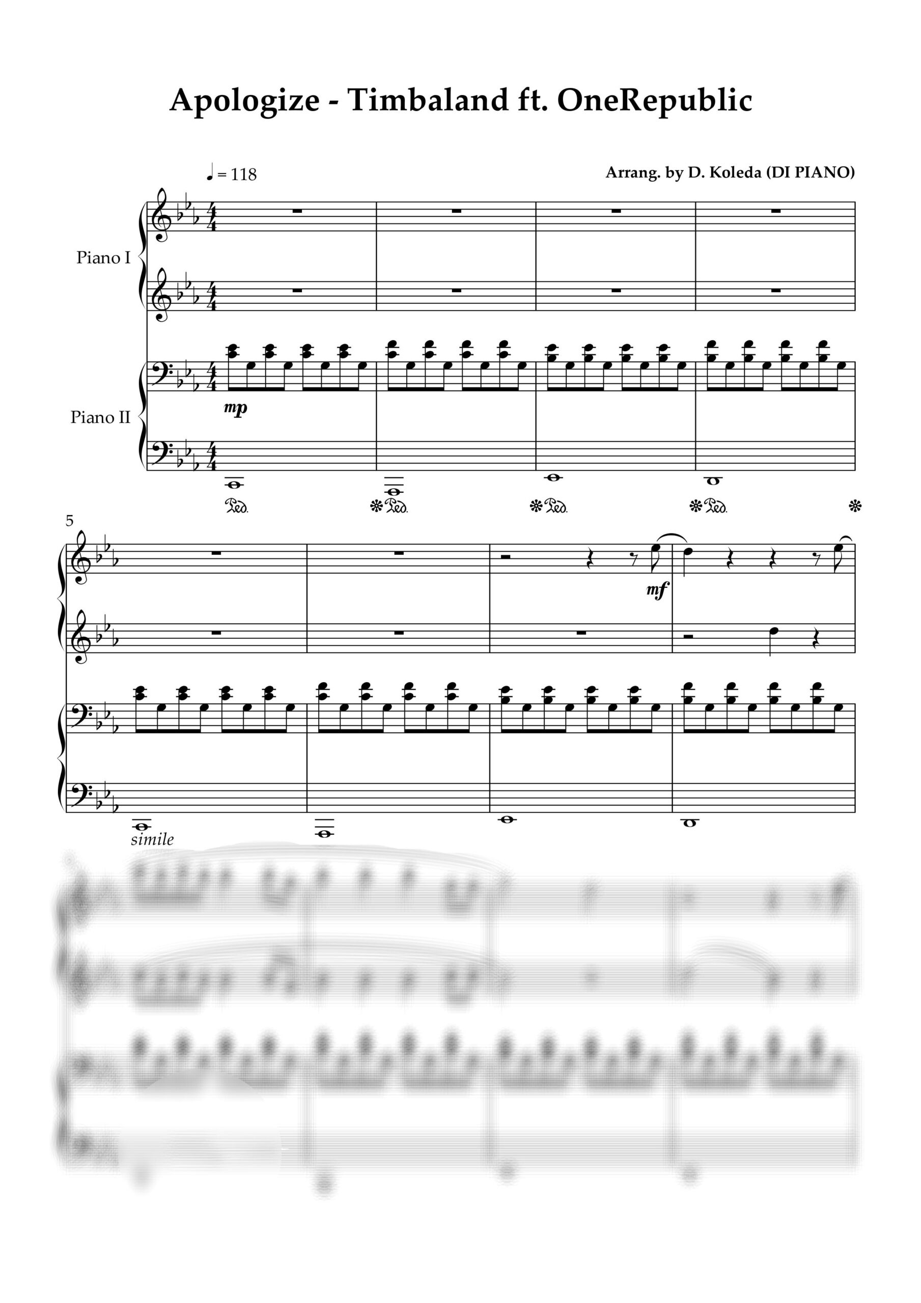 Apologize - Timbaland ft OneRepublic - Full Score_page-0001
